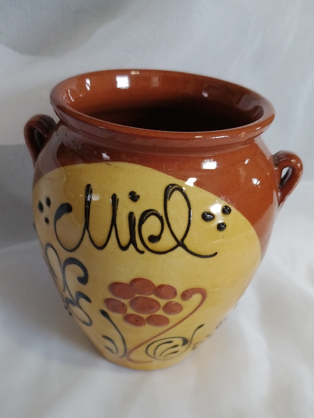 Handcrafted Yellow and Brown Ceramic Decorative Vase